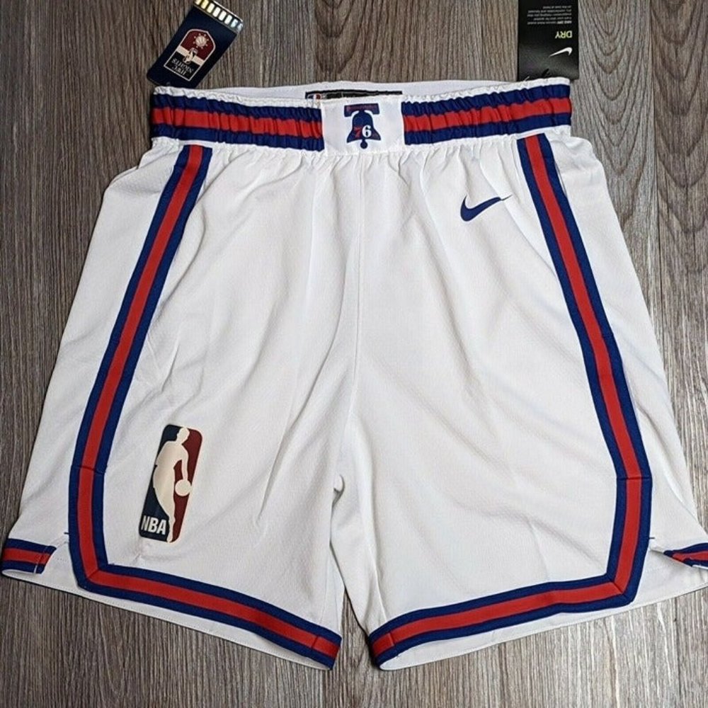 Nike Philadelphia 76ers Sixers Men L 38 Hardwood Classics White Swingman Shorts